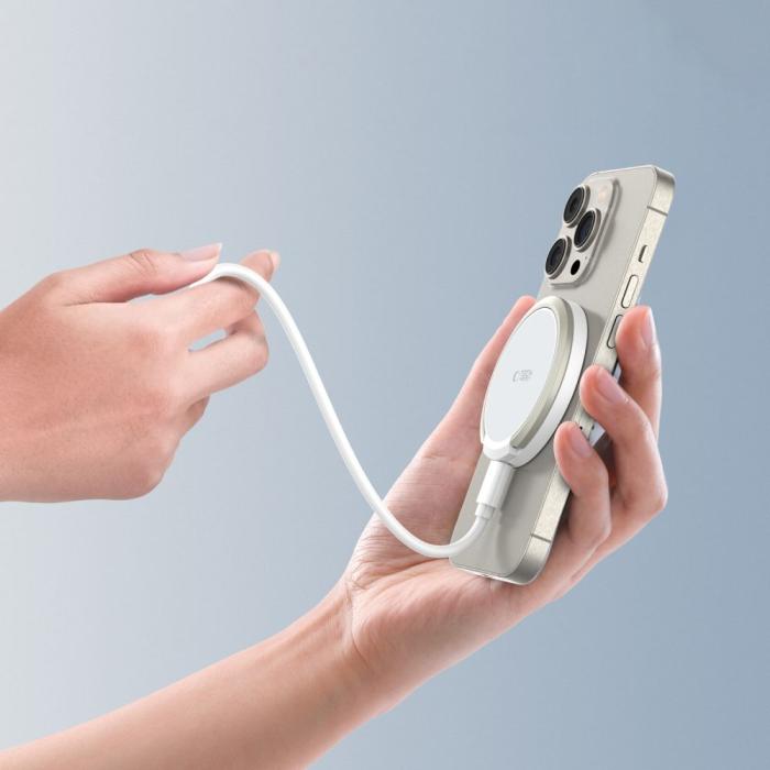 Bild 6, Tech-Protect Tech-Protect 15W Qi Magnetisk MagSafe Laddare Trådlös Vit - Teknikhallen.se