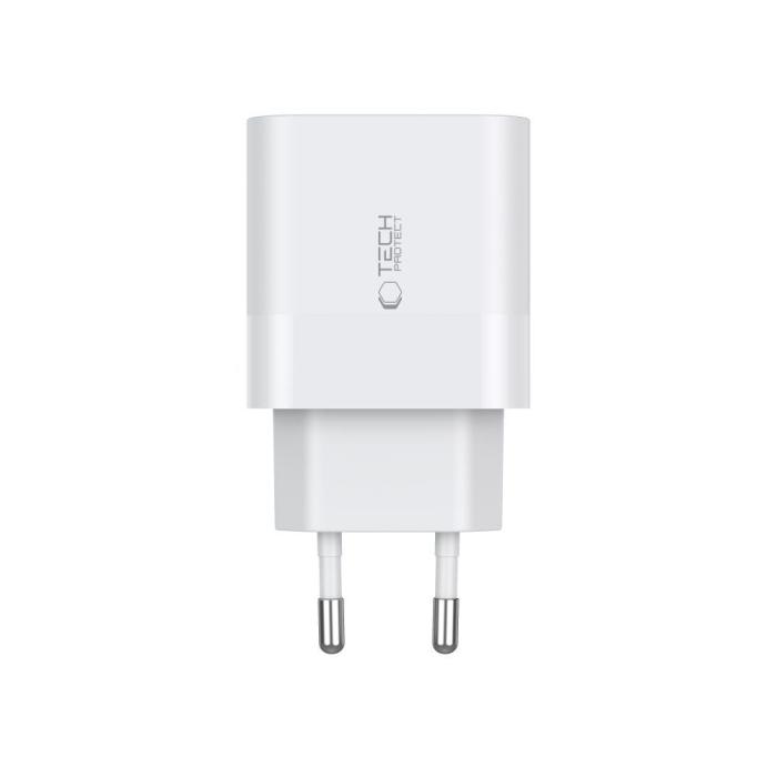 Bild 3, Tech-Protect Tech-Protect 20W PD 2x USB-C Väggladdare Vit - Teknikhallen.se