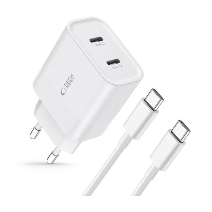 Bild 2, Tech-Protect Tech-Protect 20W Väggladdare PD Inkl. USB-C Kabel Vit - Teknikhallen.se