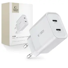 Tech-Protect Tech-Protect 20W PD 2x USB-C V&auml;ggladdare Vit - Teknikhallen.se