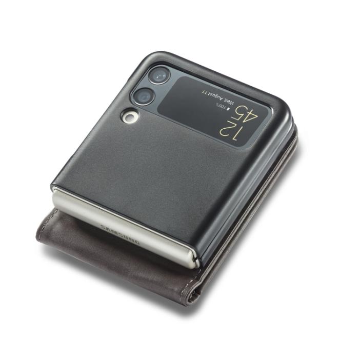 Bild 4, LC.IMEEKE LC.IMEEKE Galaxy Z Flip 4 Fodral Läder Grå - Teknikhallen.se