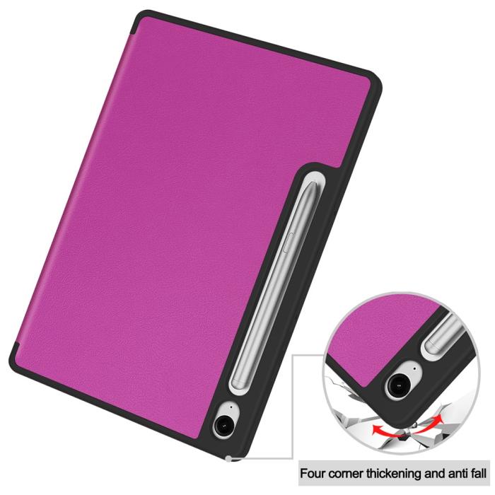 Bild 6,  Samsung Galaxy Tab S10 Lite Fodral Tri-Fold Pennhållare Lila - Teknikhallen.se