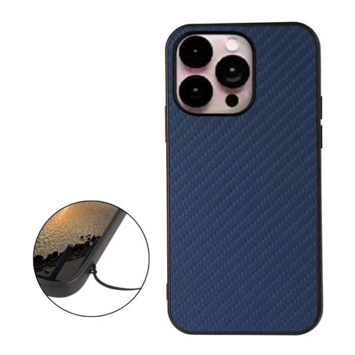 Bild 2,  iPhone 14 Pro Max Skal Kolfiber Textur Blå - Teknikhallen.se