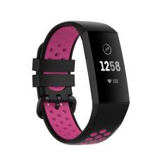  Fitbit Charge 4/3 Silikon Tr&auml;ningsarmband Svart/Rosa - Teknikhallen.se