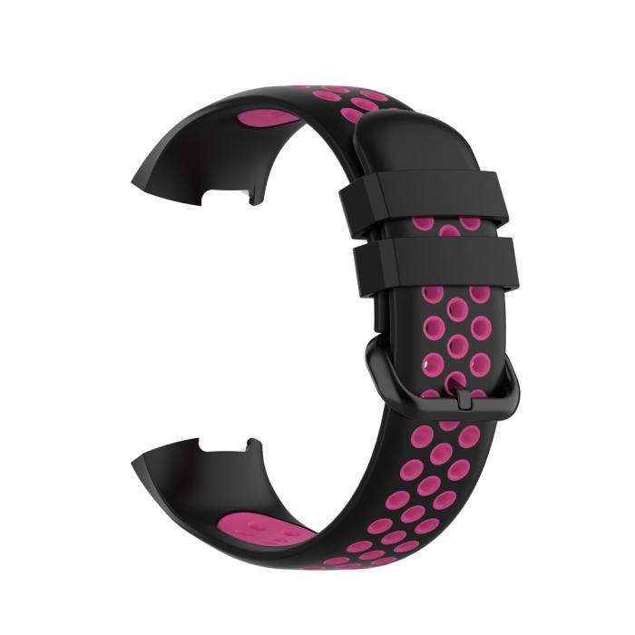 Bild 4,  Fitbit Charge 4/3 Silikon Träningsarmband Svart/Rosa - Teknikhallen.se