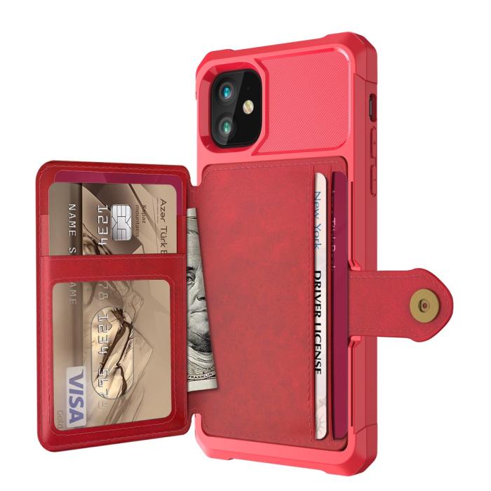 Bild 3,  iPhone 12 Mini - Skal Med Magnetiskt Plånbok - Röd - Teknikhallen.se