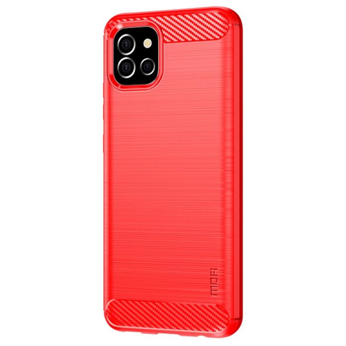 Bild 2, MOFI MOFI Samsung Galaxy A03 Skal Borstad Stål Textur Röd - Teknikhallen.se