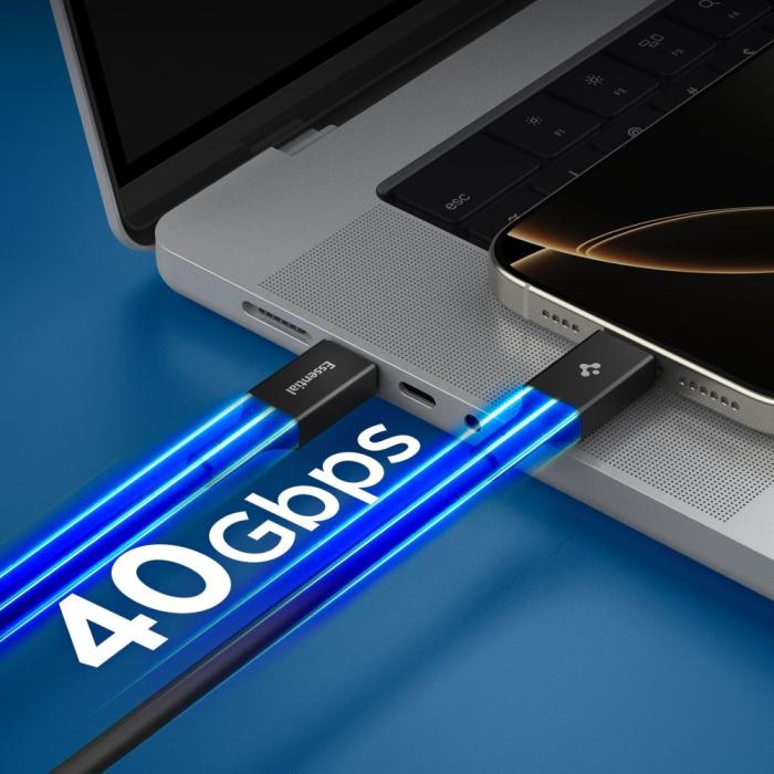 Bild 4, Spigen Spigen 1.2m 240W USB-C - USB-C Kabel Essential Svart - Teknikhallen.se