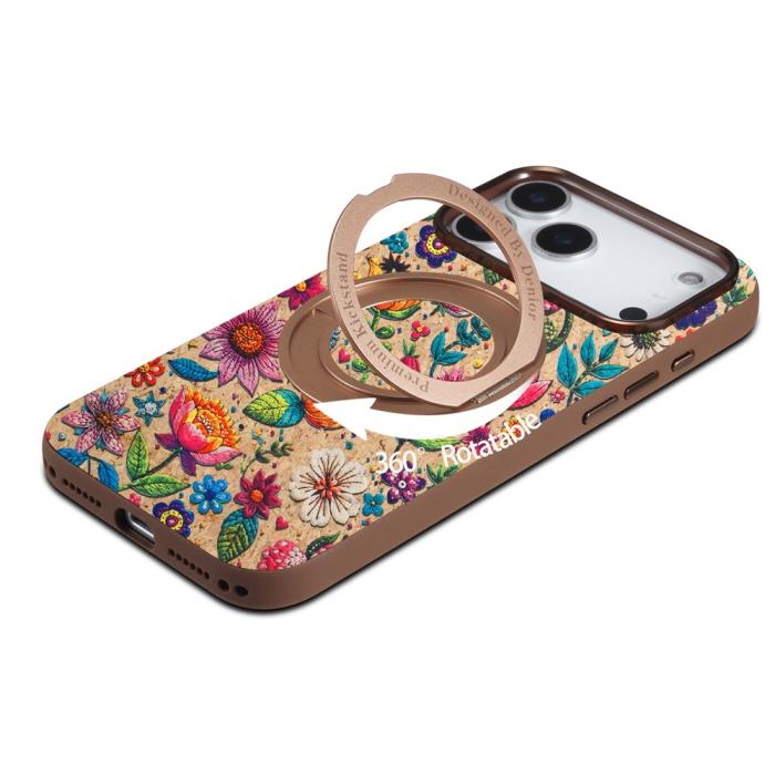 Bild 2, DENIOR DENIOR iPhone 18 Pro / 17 Pro Skal MagSafe Ringstativ Blommor - Teknikhallen.se