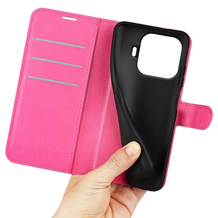 Bild 3,  Xiaomi 17T Pro Fodral Litchi Läder Mörk Rosa - Teknikhallen.se