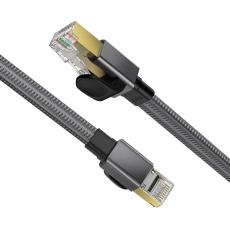  1m Cat8 40Gbps RJ45 S/FTP Platt Nylon N&auml;tverkskabel Gr&aring; - Teknikhallen.se