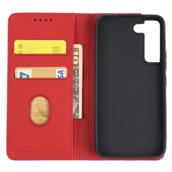 Bild 4,  Samsung Galaxy S22 Fodral Flip Läder Med Kortfack Röd - Teknikhallen.se