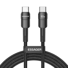 ESSAGER ESSAGER 3m 60W PD USB-C - USB-C Laddningskabel Svart - Teknikhallen.se