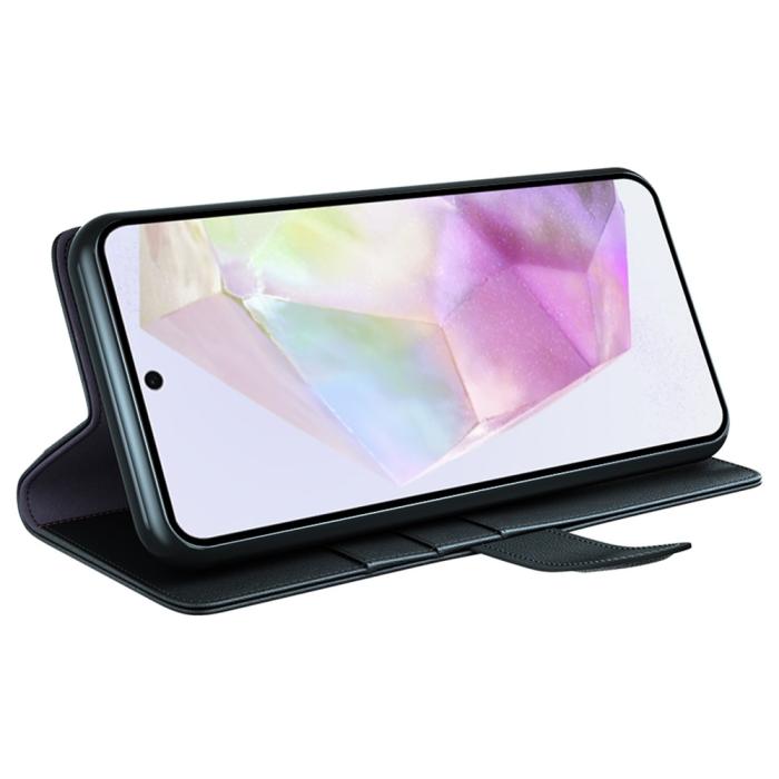 Bild 3,  Samsung Galaxy A36 5G/A56 5G Fodral Premium Äkta Läder Svart - Teknikhallen.se