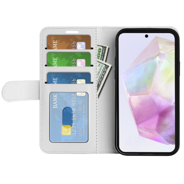 Bild 2,  Samsung Galaxy A36 5G/A56 5G Fodral Crazy Horse Läder Vit - Teknikhallen.se