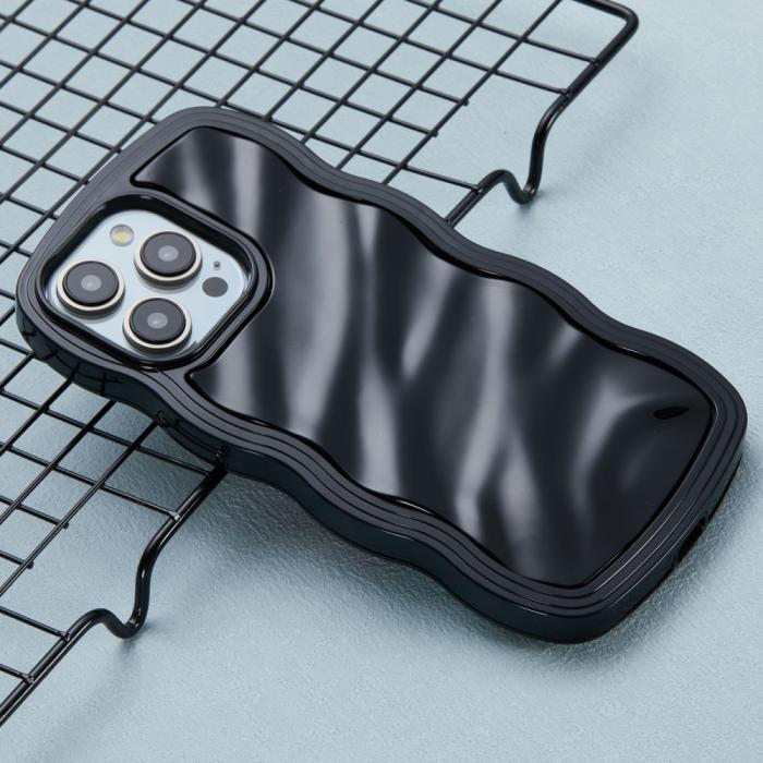 Bild 3,  iPhone 14 Pro Mobilskal Wavy Textur Svart - Teknikhallen.se