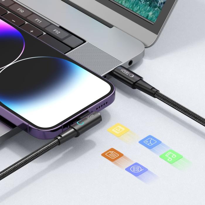 Bild 3, Tech-Protect Tech-Protect 1 m 20W/3A PD Lightning - USB-C Kabel UltraBoost Grå - Teknikhallen.se