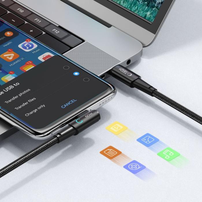 Bild 5, Tech-Protect Tech-Protect 1 m 60W/6A USB-C - USB-C Kabel UltraBoost Grå - Teknikhallen.se