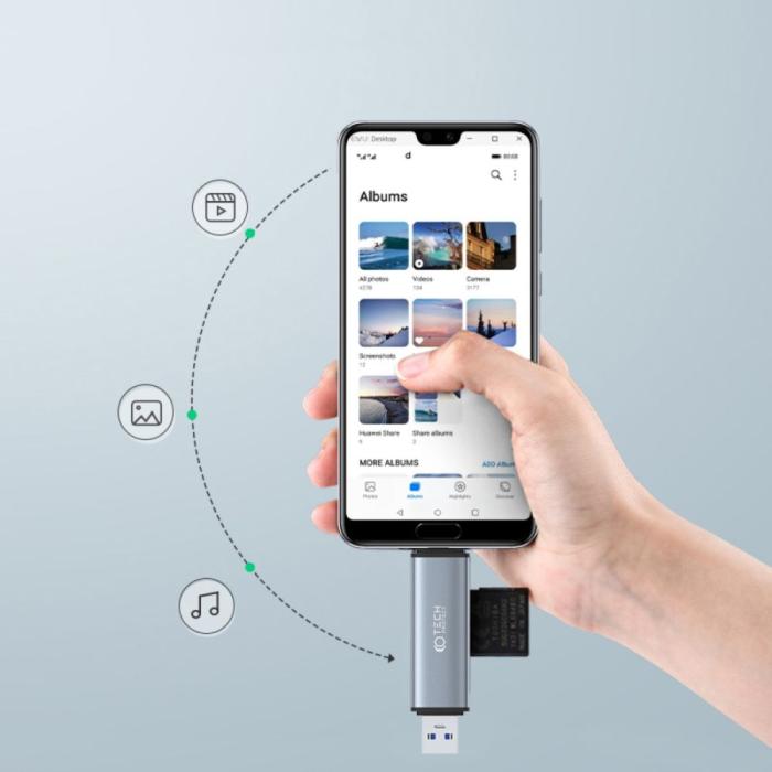 Bild 2, Tech-Protect Tech-Protect USB-C/USB-A - USB SD/Micro SD Kortläsare UltraBoost - Teknikhallen.se
