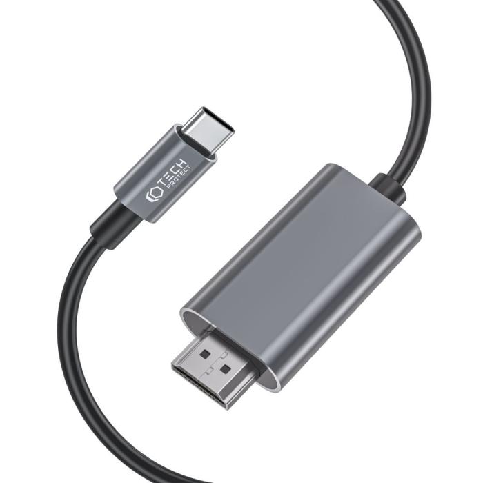 Bild 2, Tech-Protect Tech-Protect 2 m 4K 60Hz USB-C - HDMI Kabel UltraBoost Svart - Teknikhallen.se