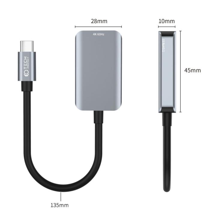 Bild 5, Tech-Protect Tech-Protect USB-C-HDMI 4K 60Hz Adapter UltraBoost Svart - Teknikhallen.se