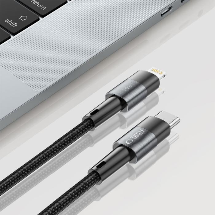 Bild 3, Tech-Protect Tech-Protect 2 m 20W/3A PD Lightning - USB-C Kabel UltraBoost Grå - Teknikhallen.se