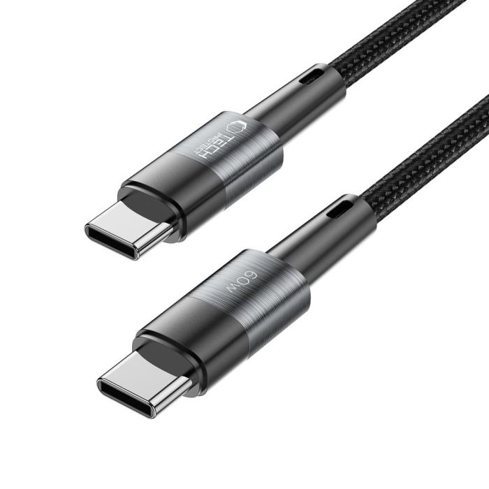 Bild 2, Tech-Protect Tech-Protect 2 m 60W/3A PD USB-C - USB-C Kabel UltraBoost Grå - Teknikhallen.se