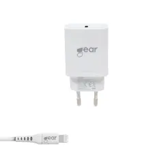 Gear GEAR 20W PD MFi V&auml;ggladdare Inkl. USB-C - Lightning Kabel Vit - Teknikhallen.se