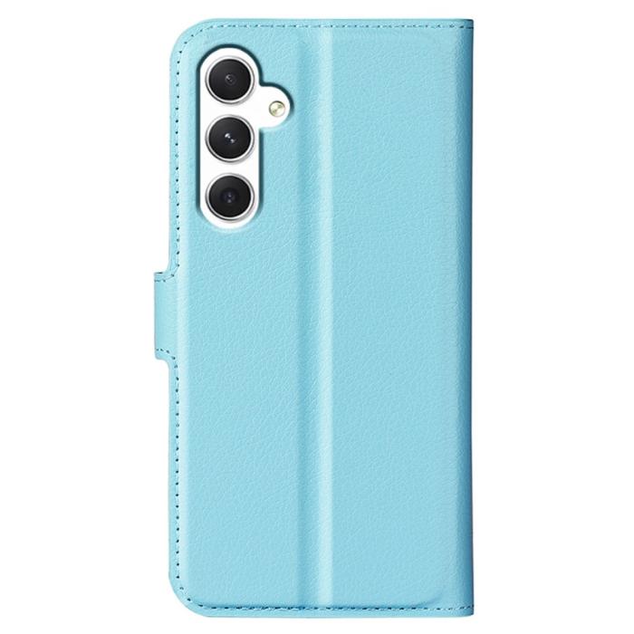 Bild 6,  Samsung Galaxy S24 Fodral Litchi Läder Ljus Blå - Teknikhallen.se