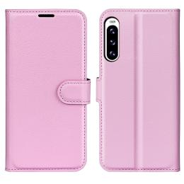  Sony Xperia 10 V Litchi Plånboksfodral Ljus Rosa - Teknikhallen.se