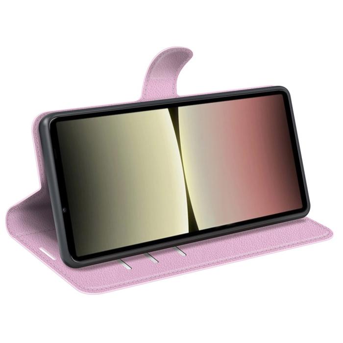 Bild 3,  Sony Xperia 10 V Litchi Plånboksfodral Ljus Rosa - Teknikhallen.se