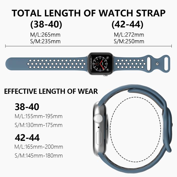 Bild 4, ColorPop Sportarmband Dual-Color Apple Watch 42/41/40/38 mm (M/L) Blå/Svart - Teknikhallen.se