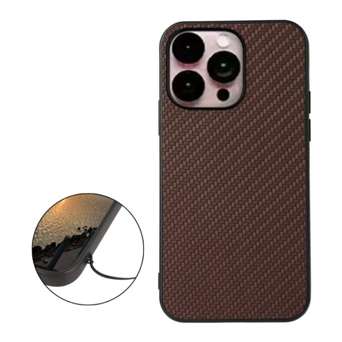 Bild 2,  iPhone 14 Pro Max Skal Kolfiber Textur Brun - Teknikhallen.se