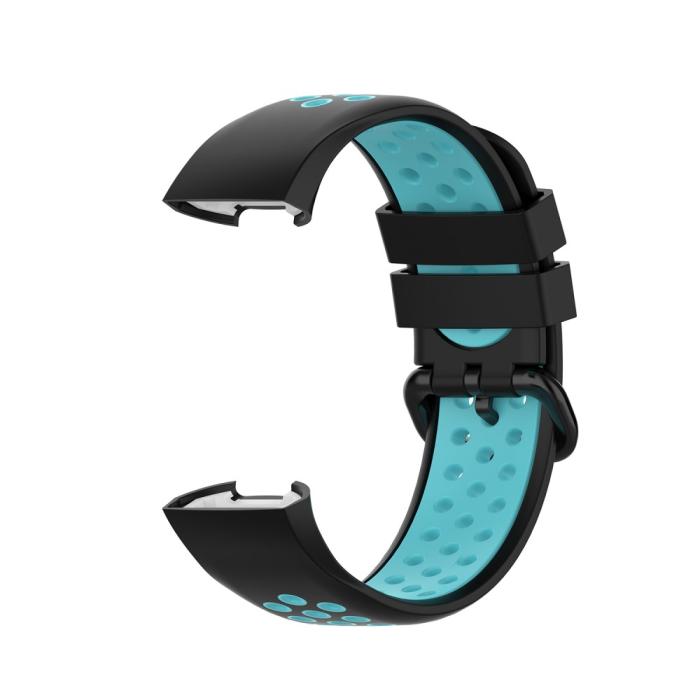 Bild 3,  Fitbit Charge 4/3 Silikon Träningsarmband Svart/Cyan - Teknikhallen.se