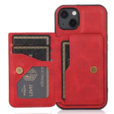  iPhone 13 Mini - L&auml;derbelagt Skal Med Kortfack - R&ouml;d - Teknikhallen.se