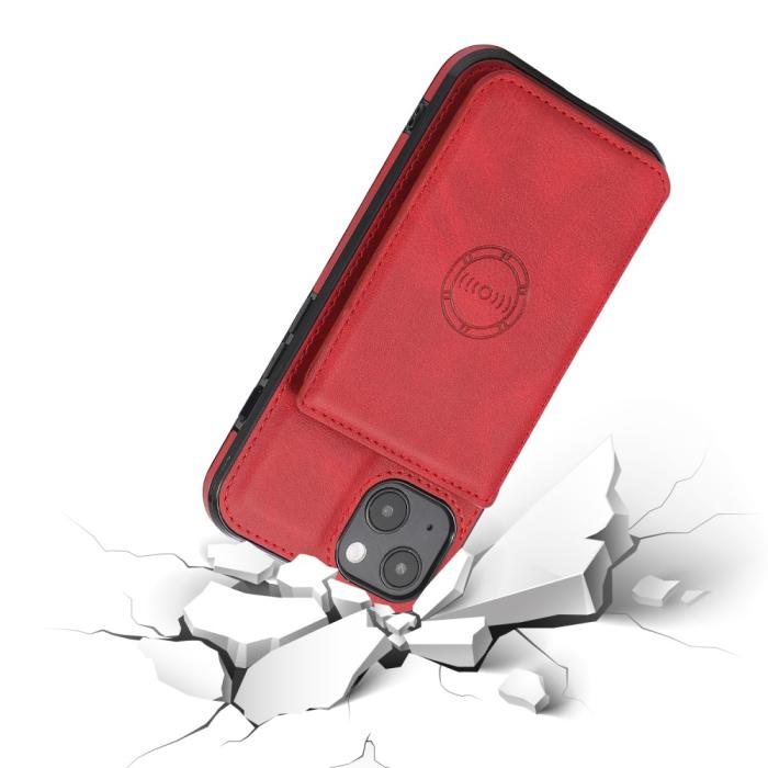 Bild 2,  iPhone 13 Mini - Läderbelagt Skal Med Kortfack - Röd - Teknikhallen.se