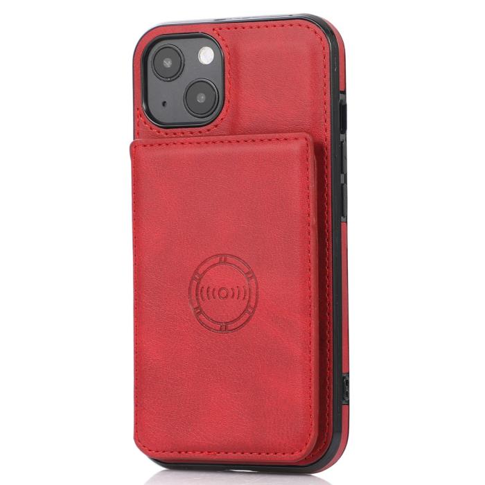 Bild 3,  iPhone 13 Mini - Läderbelagt Skal Med Kortfack - Röd - Teknikhallen.se