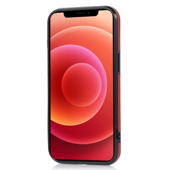 Bild 4,  iPhone 13 Mini - Läderbelagt Skal Med Kortfack - Röd - Teknikhallen.se