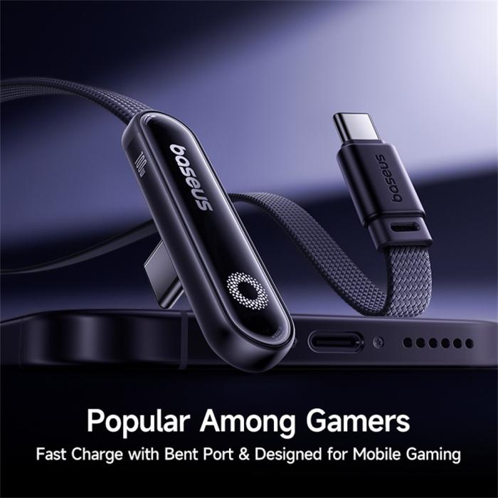 Bild 3, BASEUS Baseus 1m 100W USB-C - USB-C Elbow Kabel Svart - Teknikhallen.se