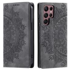  Samsung Galaxy S24 Ultra Fodral Flip Mandala L&auml;der Gr&aring; - Teknikhallen.se