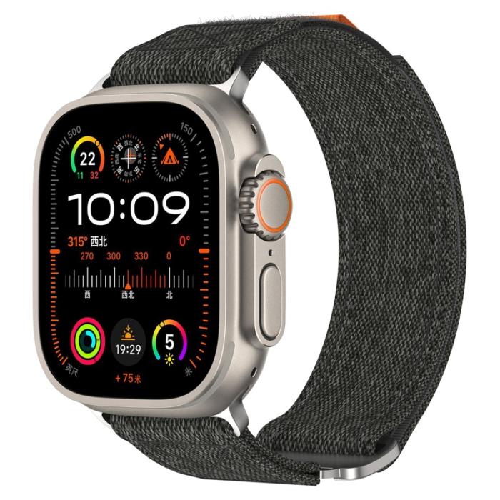 Bild 2,  Apple Watch 42/44/45/46/49 mm Armband Justerbart Nylon Svart - Teknikhallen.se