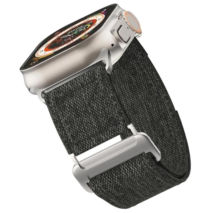 Bild 3,  Apple Watch 42/44/45/46/49 mm Armband Justerbart Nylon Svart - Teknikhallen.se
