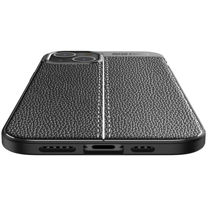 Bild 3,  iPhone 14 Plus Skal Litchi Textur Blå - Teknikhallen.se