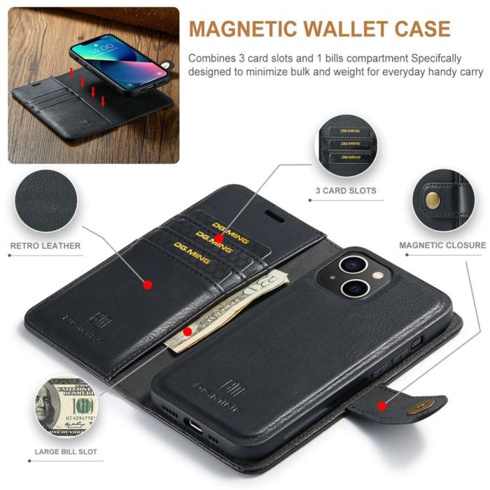 Bild 5, DG.MING DG.MING iPhone 14 2in1 Magnet Fodral / Skal Svart - Teknikhallen.se