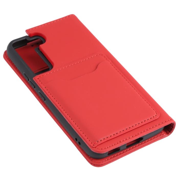 Bild 5,  Samsung Galaxy S22 Fodral Flip Läder Med Kortfack Röd - Teknikhallen.se
