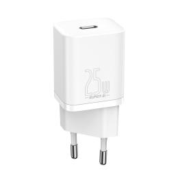 BASEUS Baseus Super Si 25W PD QC Väggladdare USB-C Vit - Teknikhallen.se