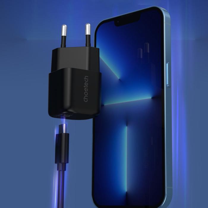 Bild 3, Choetech Choetech 30W GaN PD USB-C Väggladdare Svart - Teknikhallen.se