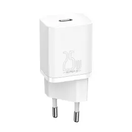 BASEUS Baseus Super Si 25W PD QC Väggladdare USB-C Vit - Teknikhallen.se