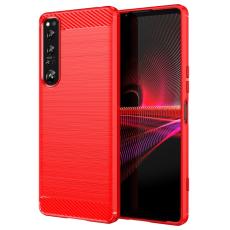  Sony Xperia 1 IV Skal Borstad St&aring;l Textur R&ouml;d - Teknikhallen.se