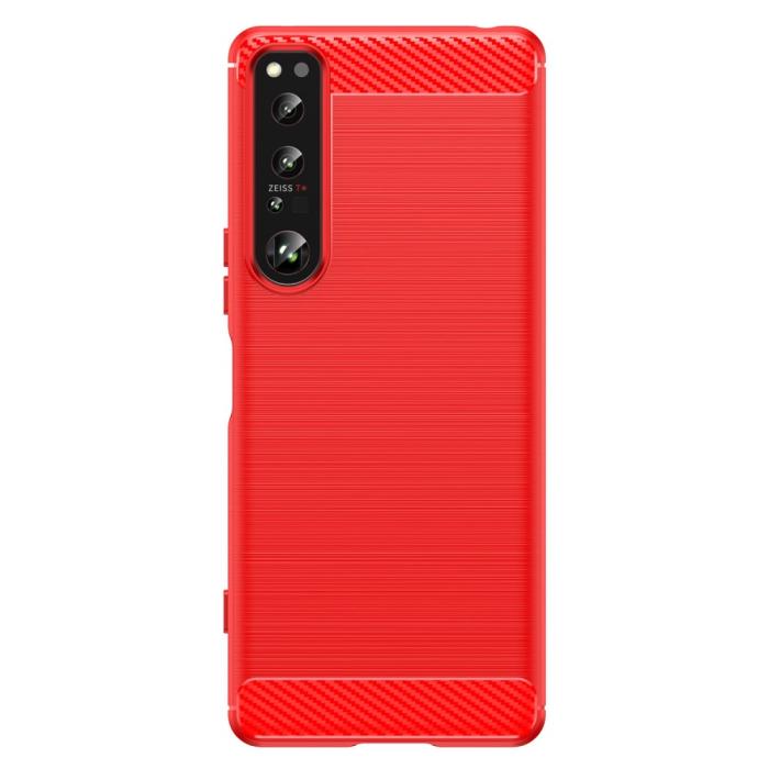 Bild 2,  Sony Xperia 1 IV Skal Borstad Stål Textur Röd - Teknikhallen.se